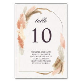 ボホアーチパンパスグラスモダン結婚ズ テーブルナンバー