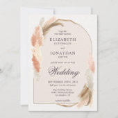 ボホアーチパンパスグラスモダン結婚式招待状 招待状 (正面)