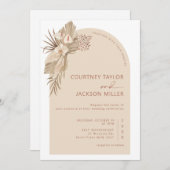 ボホアーチパンパスグラス結婚ズ 招待状 (正面/裏面)