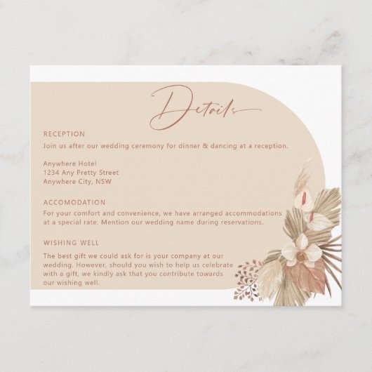 ボホアーチパンパスグラス詳細エンクロージャカード エンクロージャーカード (正面)