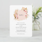 ボホアーチパンパスグラス赤面ピンクイニシャル結婚ズ 招待状 (スタンド正面)