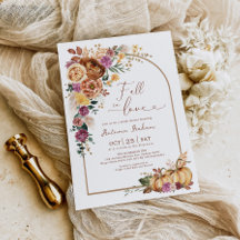 ボホアーチパンプキン秋インラブブライダルシャワー