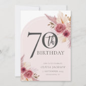 ボホアーチピンクフラワーズウィークエンド誕生日日程 招待状 (正面)