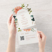 ボホアーチフローラウォーター結婚カラー オールインワン招待状 (貼ってはがせる)