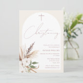 ボホアーチフローラベージュクリーム《キリスト教》洗礼式や命名式 招待状 (スタンド正面)