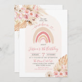 ボホアーチフローラ我々は虹の誕生日 招待状 (正面/裏面)