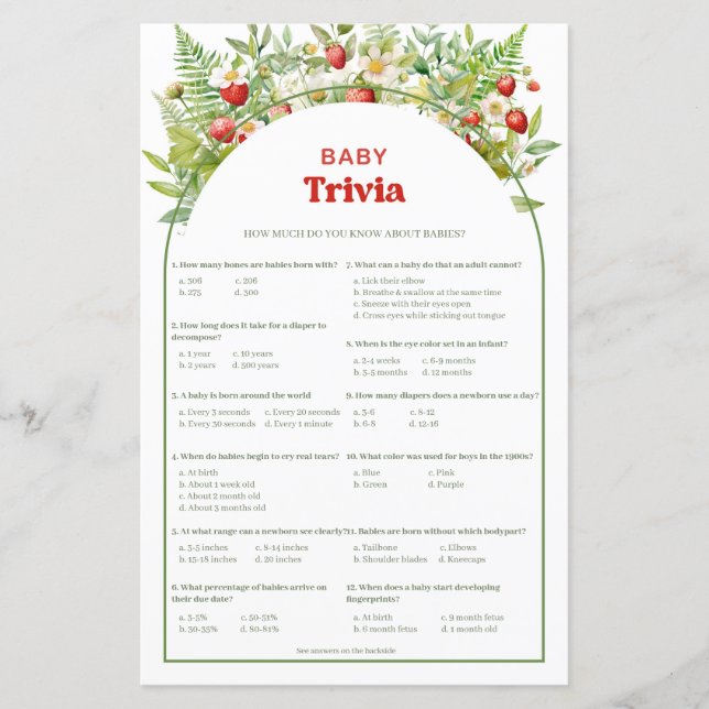 ボホアーチベリースウィートストロベリーベビートリビアゲーム (正面)