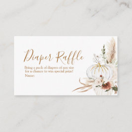 ボホアーチホワイトカボチャ赤ちゃんシャワーおむつラッフル エンクロージャーカード