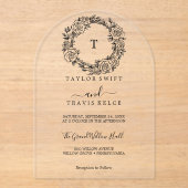 ボホアーチボタニカルアクリルウェディング招待 アクリル招待状 (正面)