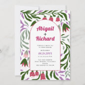 ボホアーチレトロな枝と結婚花の 招待状 (正面)