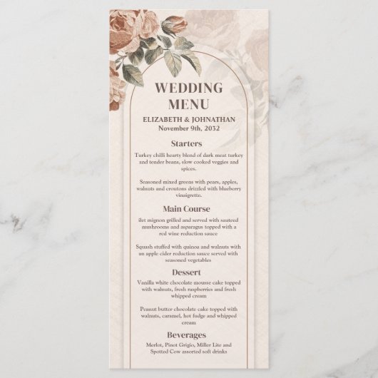 ボホアーチヴィンテージテラコッタバラセージ緑 メニュー (正面)