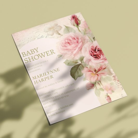 ボホアーチヴィンテージバラベビーシャワー 招待状