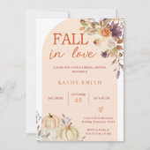 ボホアーチ秋インラブブライダルシャワー素朴フローラ 招待状 (正面)