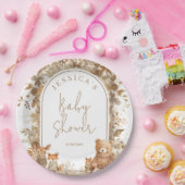 ボホアーチ秋ウッドランドアニマルズベビーシャワー ペーパープレート (パーティー)