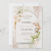 ボホアーチ結婚式招待状セット | 編集可能なミニマ 招待状 (正面)