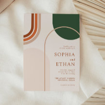 ボホアーチ結婚式招待状テラコタラストベージュ