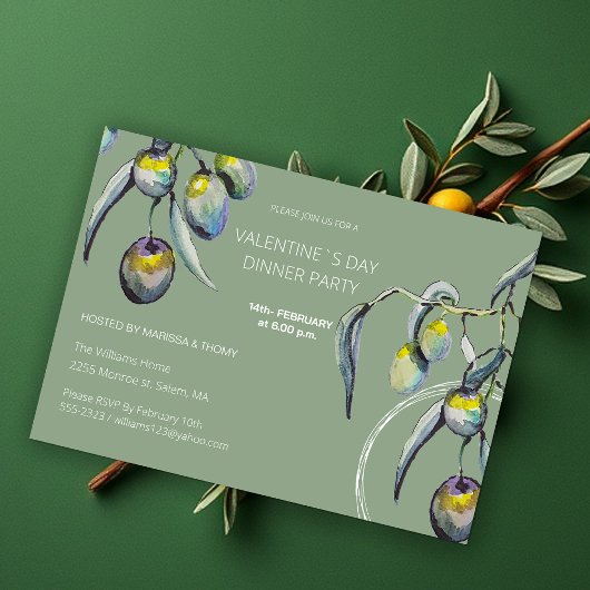 ボホアートディナーパーティーウォーターカラーオリーブブランチ シーズンカード