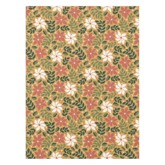 ボホイエローグリーンレッドフローラクリスマスホリデー テーブルクロス (正面)