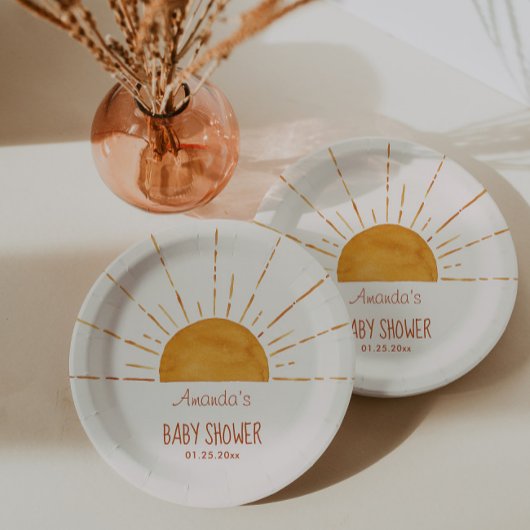 ボホイエローサンシャインベビーシャワー ペーパープレート
