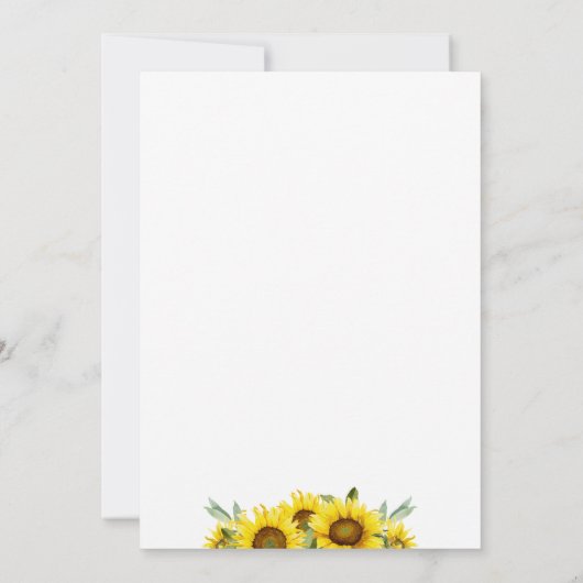 ボホイエローサンフラワーベビーガールシャワー 招待状 (裏面)