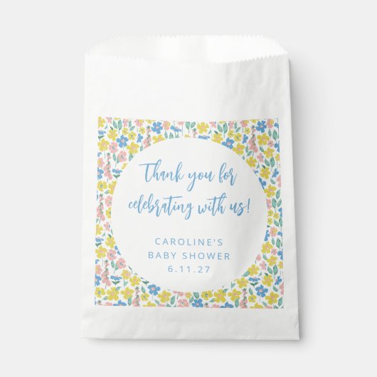 ボホイエローディティフローラカスタムベビーシャワー感謝してい フェイバーバッグ (正面)