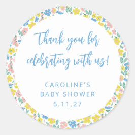 ボホイエローディティフローラカスタムベビーシャワー感謝してい ラウンドシール