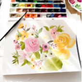 ボホイエローピンクフローラアーチシックブライダルシャワー 招待状