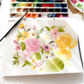 ボホイエローピンクフローラ結婚素朴 サンキューカード