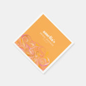 ボホイエローピンクマーブルカスタムブライダルシャワー名 スタンダードカクテルナプキン (角)