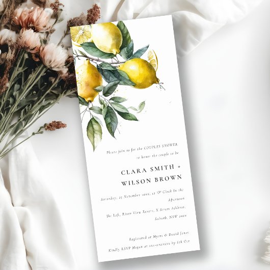 ボホイエローミニマルレモンガーデンカップルシャワー 招待状