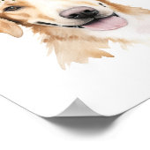 ボホイエローラブラドールドッグフラワークラウンウォーター色 ポスター (角)