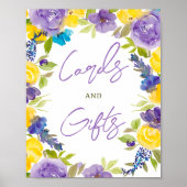 ボホイエローラベンダーフローラブライダルシャワー標識 ポスター (正面)