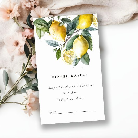 ボホイエローレモンガーデンおむつラッフルベビーシャワー エンクロージャーカード