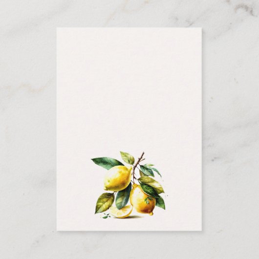 ボホイエローレモン庭園の結婚式ウィングウェル エンクロージャーカード (裏面)