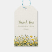 ボホイエローワイルドフラワーオリーブカスタムありがとう ギフトタグ (正面)