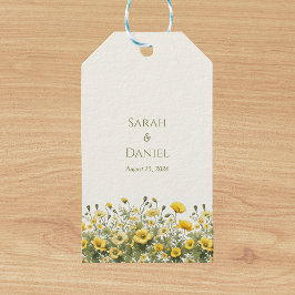 ボホイエローワイルドフラワーオリーブ名前をカスタムする ギフトタグ