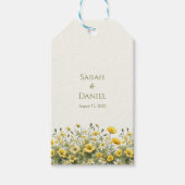 ボホイエローワイルドフラワーオリーブ名前をカスタムする ギフトタグ (正面)