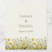 ボホイエローワイルドフラワーオリーブ名前をカスタムする ワインラベル (シングルラベル)