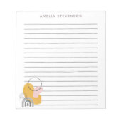 ボホイエロー抽象芸術パーソナライズされた図形 ノートパッド (正面)