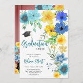 ボホイエロー&ブルーフローラ卒業招待状 シーズンカード (正面/裏面)