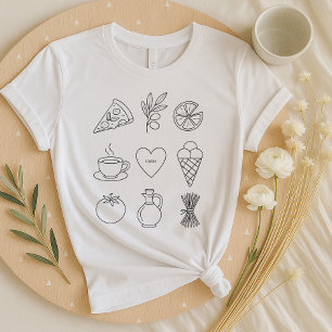 ボホイタリアンフードシャツ 手書き地中海の Tシャツ