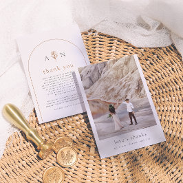 ボホイニシャルテラコッタアーチ&フォト結婚ズ サンキューカード