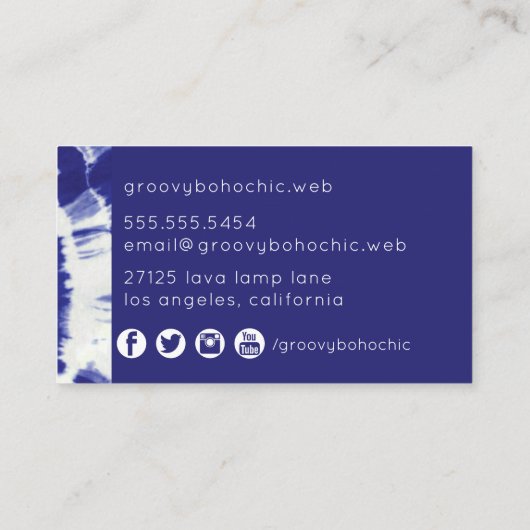 ボホインジゴ絞り染め 名刺 (裏面)