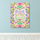 ボホインスピレーションモダンフォークアートフラワーズ キャンバスプリント (インサイチュ (ウッドフロア))