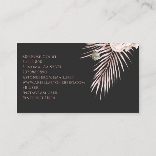 ボホインテリアデザイナーバラパンパスグラス 名刺 (裏面)