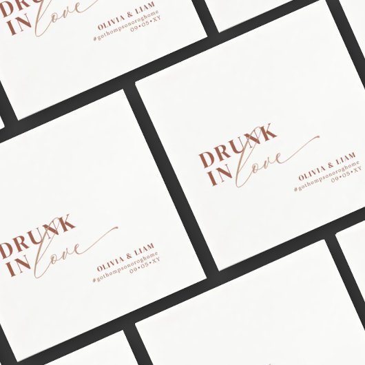 ボホイン飲ラブホワイトテラコッタ結婚ズ スタンダードカクテルナプキン