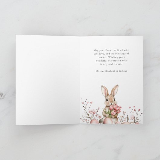 ボホイースターバかわいらしニー赤面フローラ卵を折り畳んだ シーズンカード (内部)