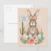 ボホイースターバニーカード – パステルお洒落はがき シーズンポストカード (正面/裏面)
