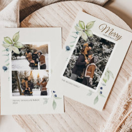 ボホウィンターウォーター色の植物性クリスマス シーズンカード