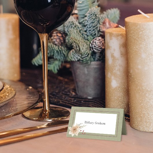 ボホウィンターグリーナリーブッシュセージ緑たたみ プレイスカード